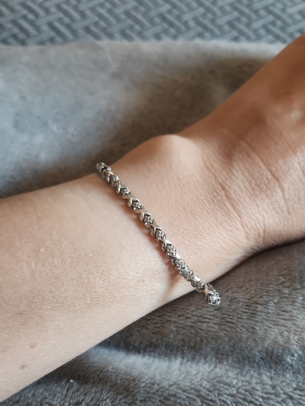 Elegant Silver Crystal Tennis Bracelet - Silver